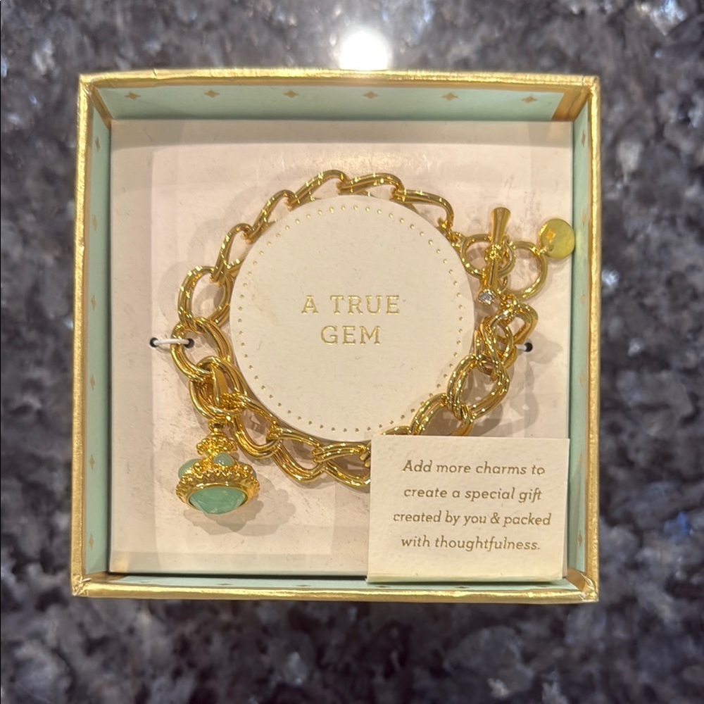 Gold and Green Charm Bracelet